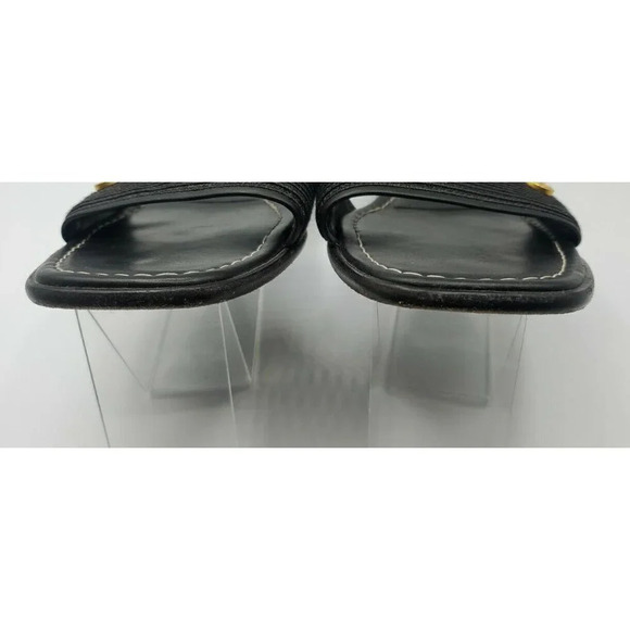 Eric Javits Womens Leather Woven Low Heel Sandals Slides Black Size 10 - Picture 8 of 11